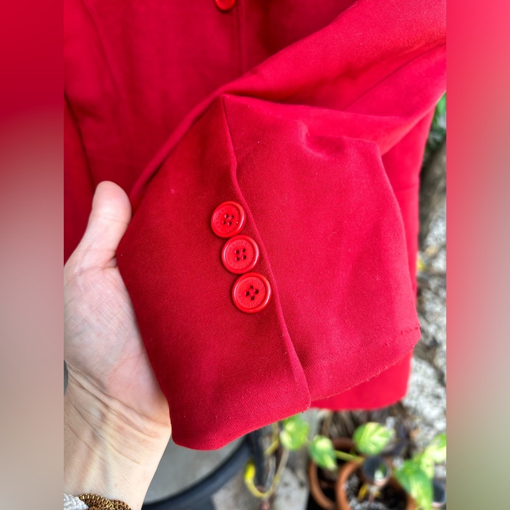 LUDIA Brand Red Button Down Blazer Vintage 80s 90s Suede Lined See Measurements - Picture 5 of 13